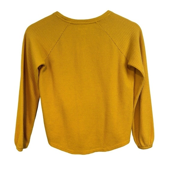 Cat & Jack Yellow Waffle Knit Shirt with Elastic Cuffed Sleeves Size L 10/12 ☀️ - Picture 7 of 13